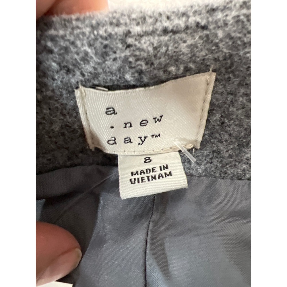 A New Day Heather Grey Mini Skirt Size 8 A-Line Side Zip Textured Lined Academia - Picture 2 of 8